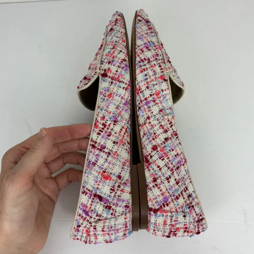 Ann Taylor Pink Tweed Flats Loafer Pointed Toe 9M